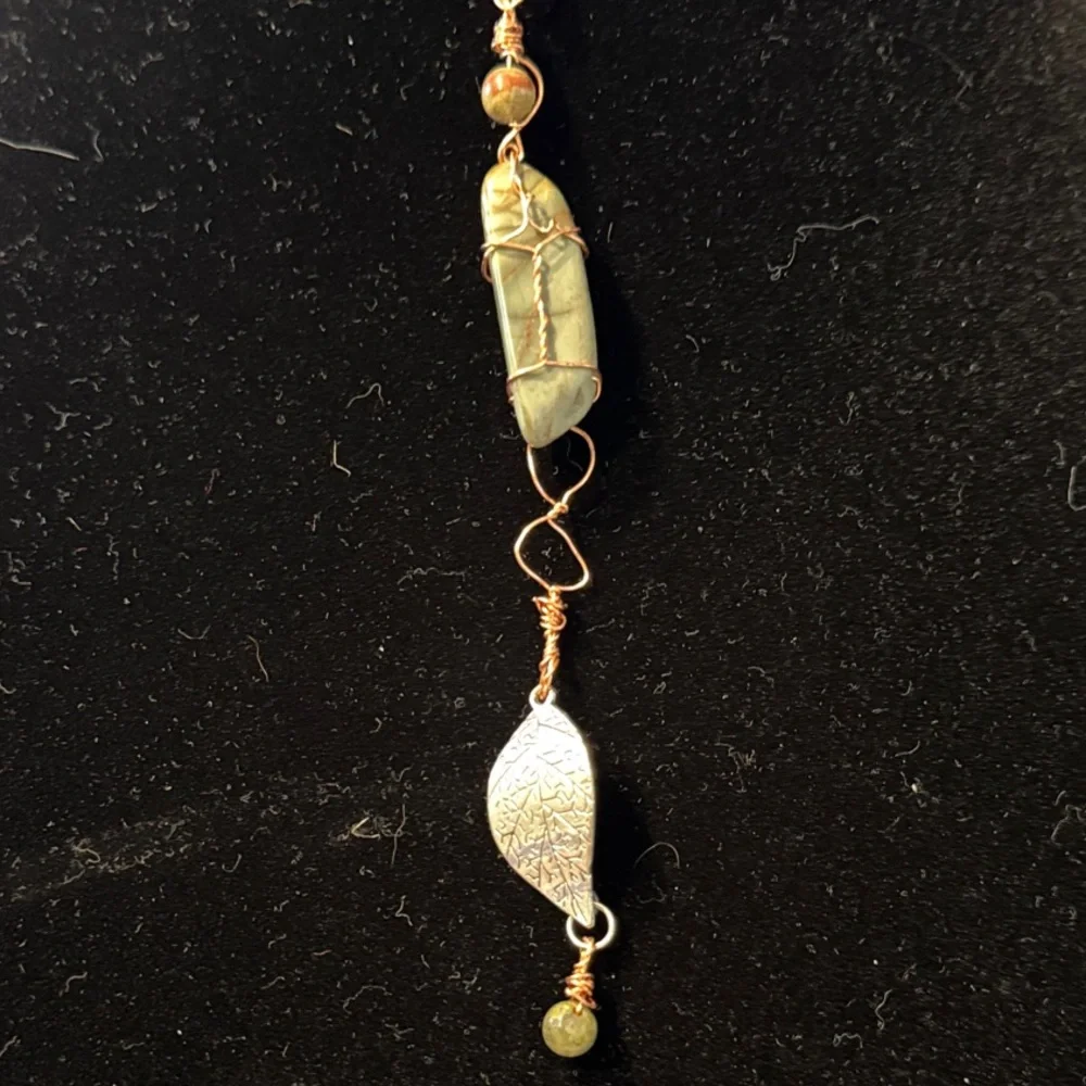 Handmade Vintage Copper Wire Rapped Stone Pendant